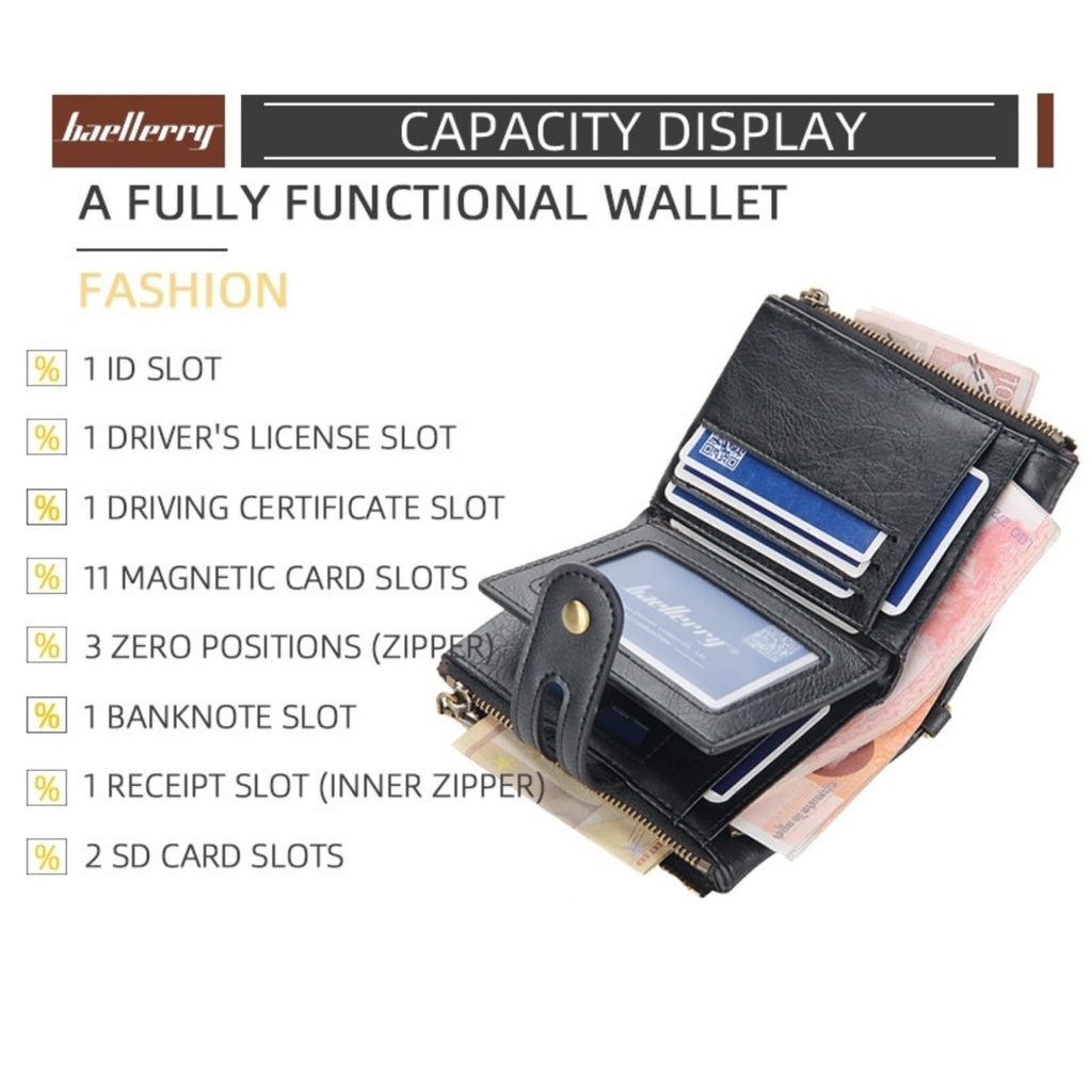 DOMPET LIPAT RANTAI WANITA KECIL BAELLERRY ORIGINAL KULIT WA483B5 SEOUL HITAM IMPORT KOREA PREMIUM SLOT KARTU UANG RESLETING KOIN BATAM BRANDED CEWEK MURAH REMAJA KEKINIAN SIMPLE TIPIS
