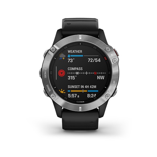 Garmin Watch Fenix 6 Silver with Black Band - Garansi Resmi Tam 2 Tahun