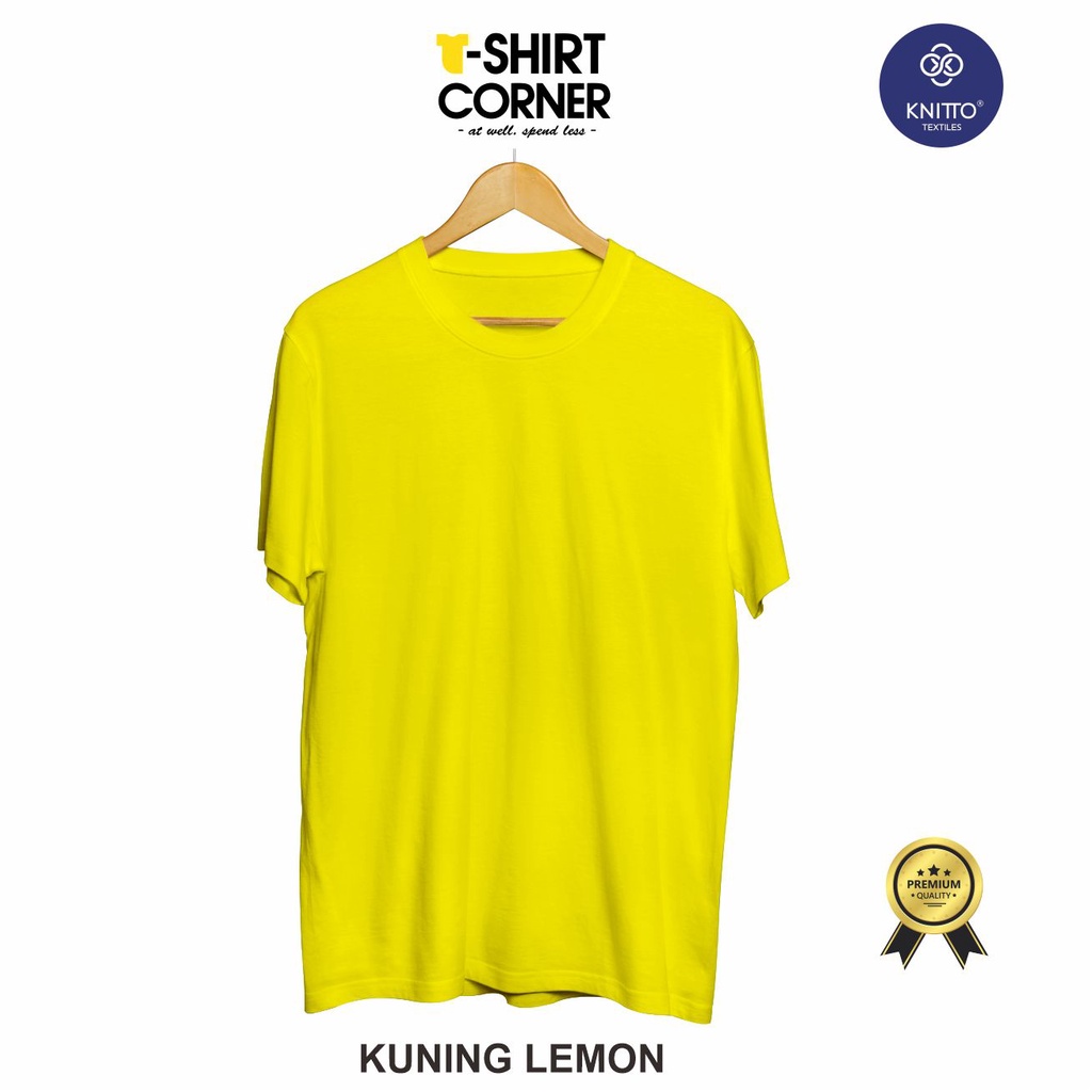 BAJU KAOS POLOS COTTON COMBED 30S PRIA WANITA KNITTO PREMIUM PENDEK KUNING LEMON - tshirtcorner