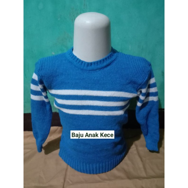 1 2 3 Tahun Sweater Anak Unisex  Salur 3 Baju Atasan Rajut Anak