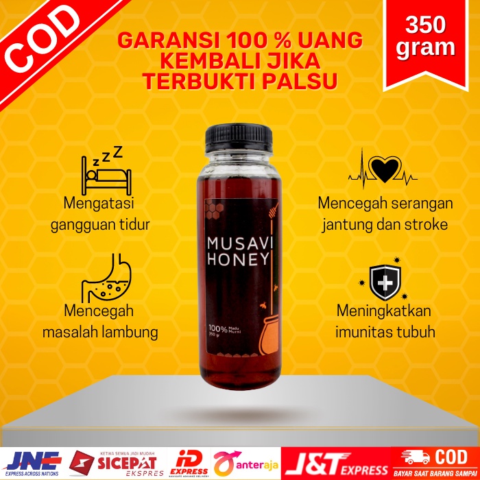 

madu asli murni 100% raw honey herbal bikin sehat murah | suplemen makanan | Musavi Honey 350 gram