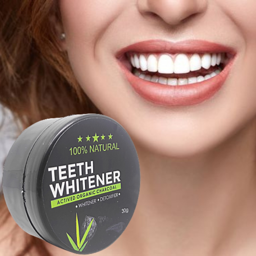 TEETH WHITENER Pemutih Gigi Original Whitening Charcoal Powder Activated 100% Natural