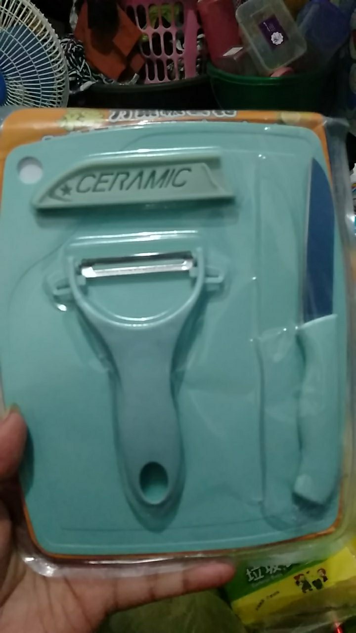 Pisau Set Talenan 3in1 Stainless Pisau Pengupas Buah Sayur Dapur Knife Peeler Fruit Chopping Board