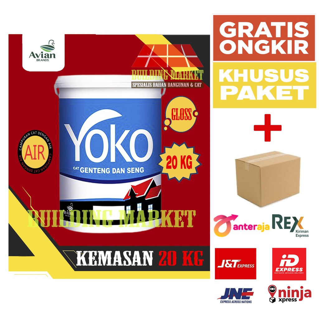 CAT GENTENG DAN SENG AVIAN BRANDS YOKO READY MIX 20 KG PAKET