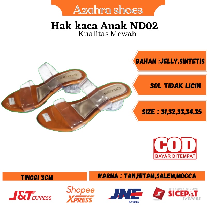 Sandal Wanita Hak Kaca Anak 3cm / sepatu heels hak Kaca Dewasa