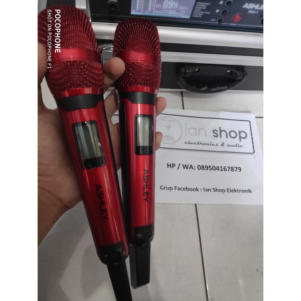 Mic Wireless Ashley PRO-1 PRO1 PRO 1 UHF 2 Mic Genggam Original + Koper Hardcase Garansi Resmi Ashle