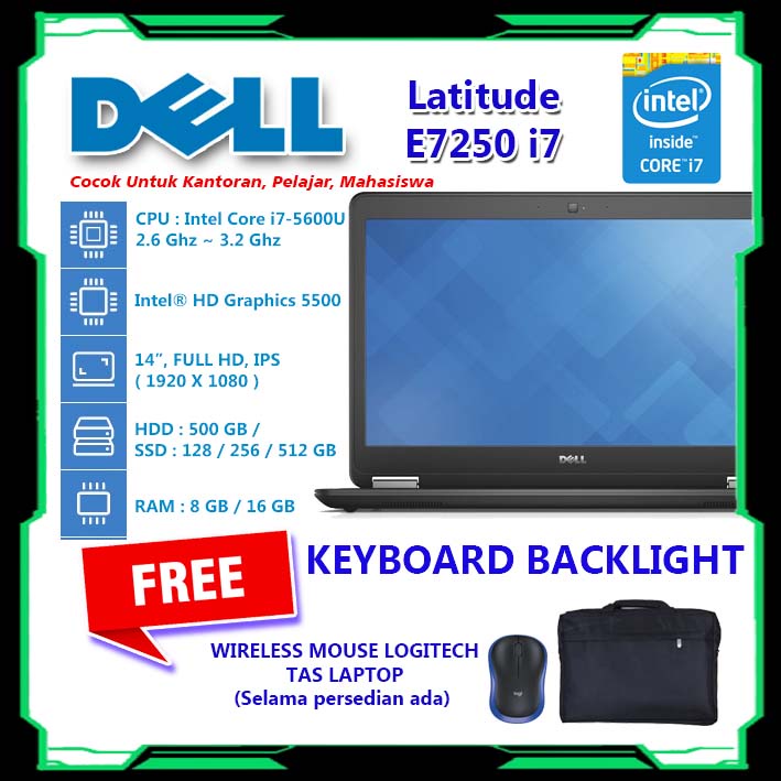 LAPTOP INTEL CORE i7 RAM 16 GB SSD 512 GB DELL LATITUDE E7450 - SSD 512 GB, RAM 16 GB