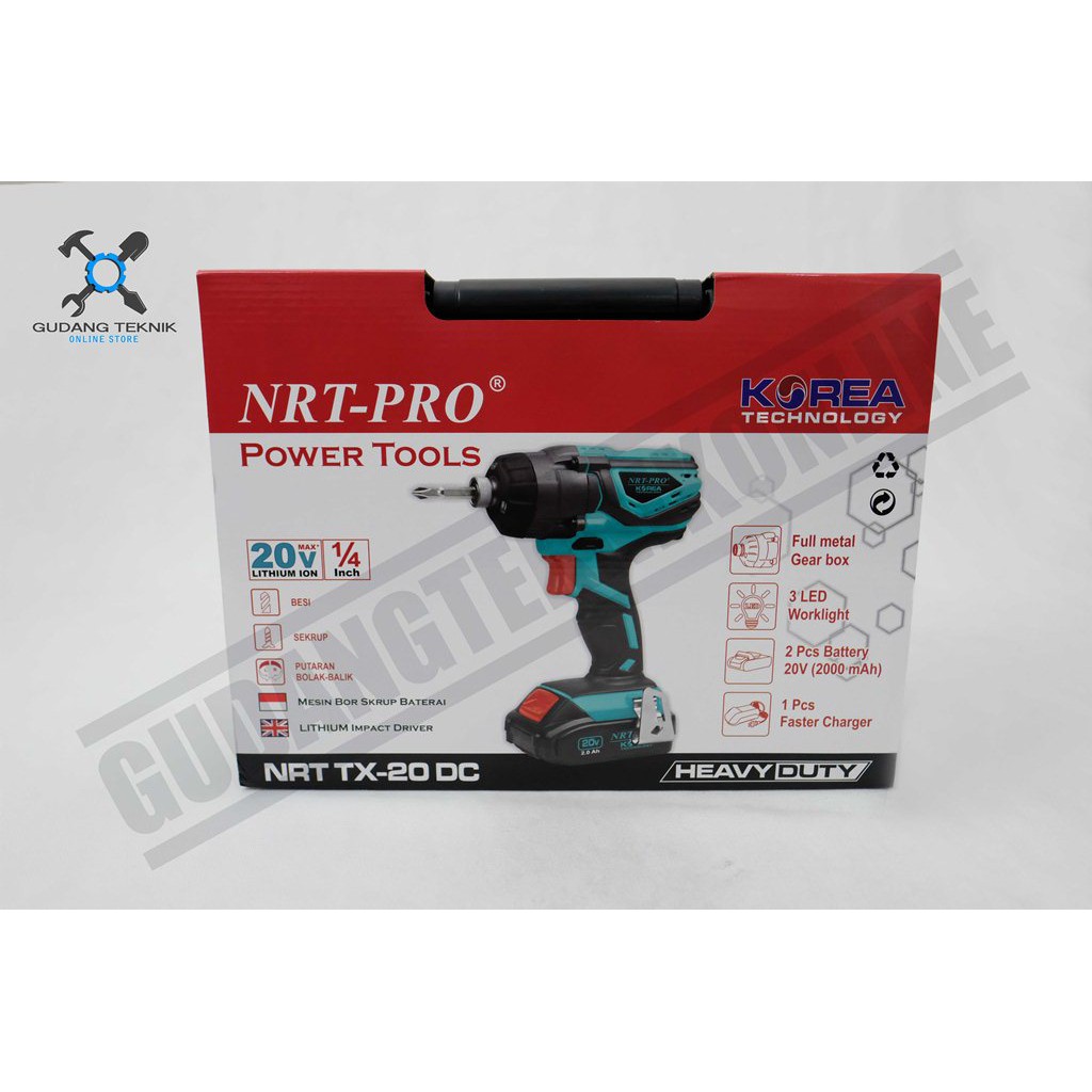 Cordless NRT Pro TX 20 Mesin Bor Obeng Baterai NRT PRO TX-20 DC 20V Cordless Impact Driver NRT TX20D