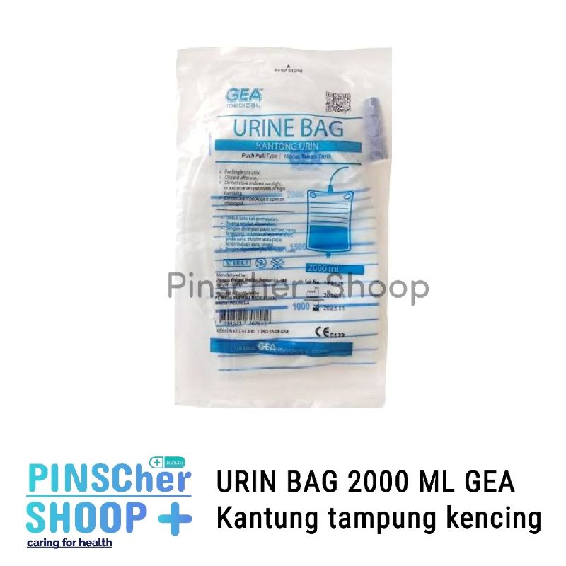 Urine Bag 2000 Ml T Valve / Push Pull/ With Hanger Kantong Tampung Kencing / Satuan