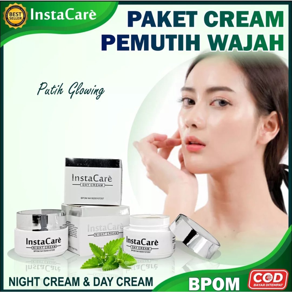 PAKET CREAM SIANG MALAM skincare viral InstaCare bpom murah original 1 paket Terlaris pemutih wajah 