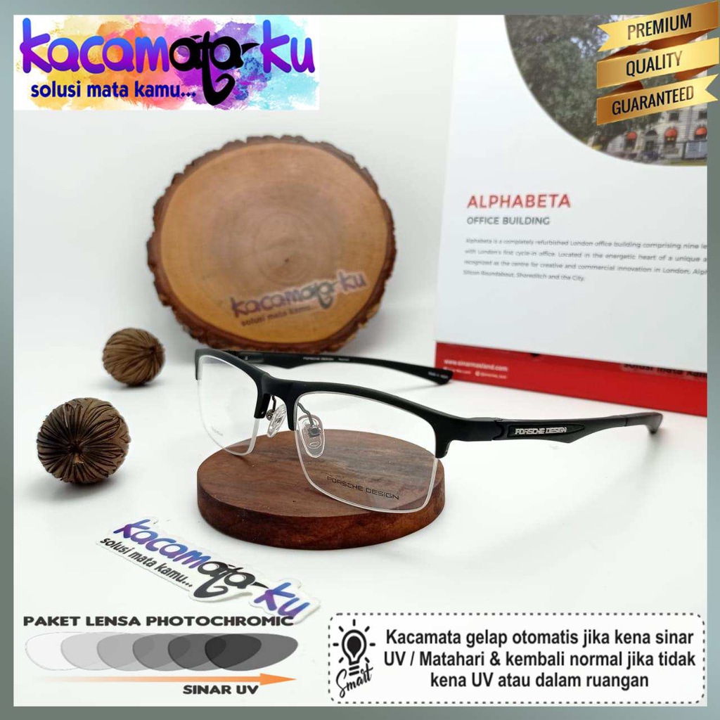 Kacamata Pria Wanita Porsche Design Half Frame 8199 magnesium