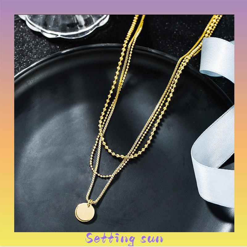 Korea Fashion Multilayer Liontin Kalung Wanita Emas Choker Perhiasan Aksesoris TN