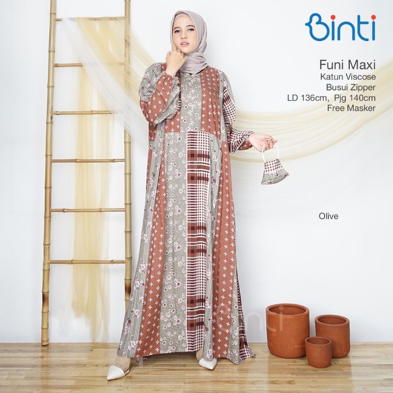 COD ORIGINAL BINTI GAMIS JUMBO ENDA FUNI ALBINA AGREA BUSUI JUMBO BIGSIZE LD 135 FIT XXXL GAMIS MUSLIM BIGSIZE MOTIF BUNGA-Funi olive