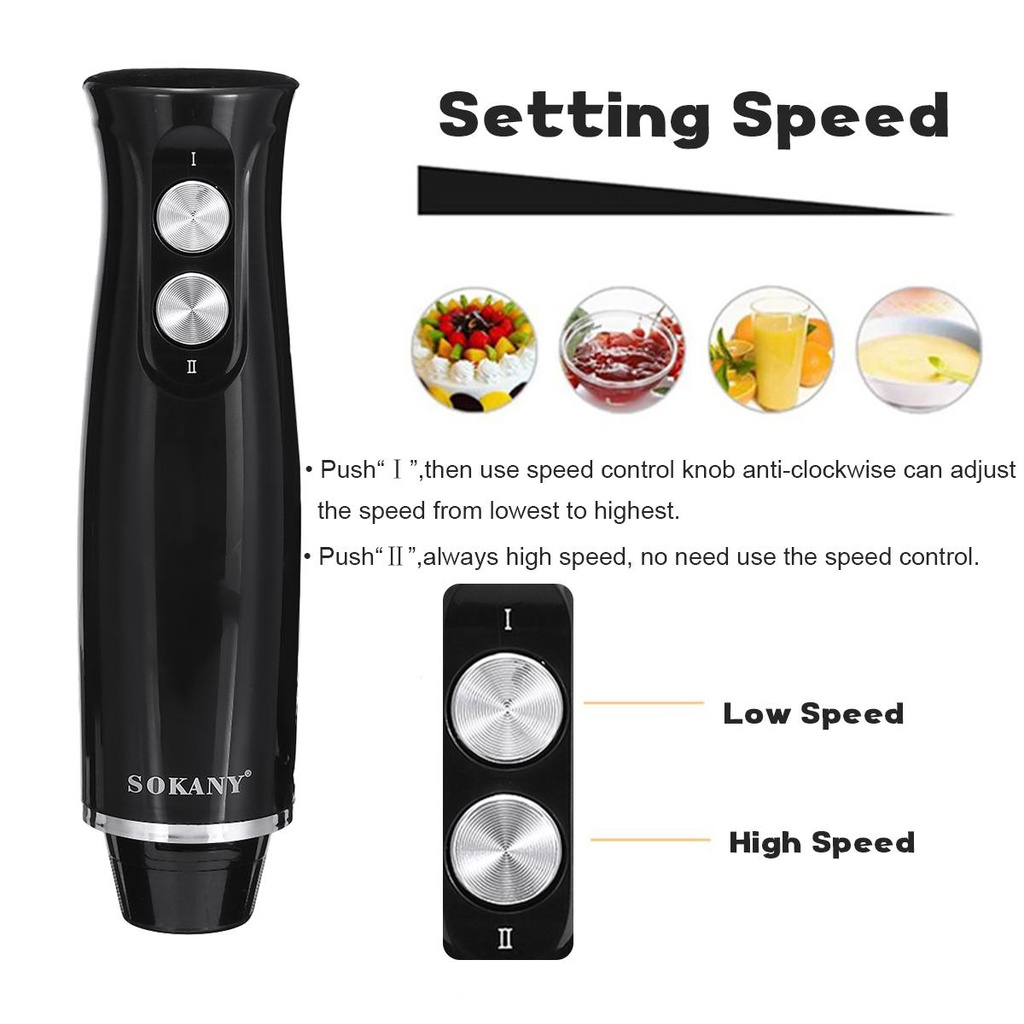 sokany hand blender multifungsi blender tangan stainless steel juicer alat penggiling daging penghalus bumbu 4 in 1