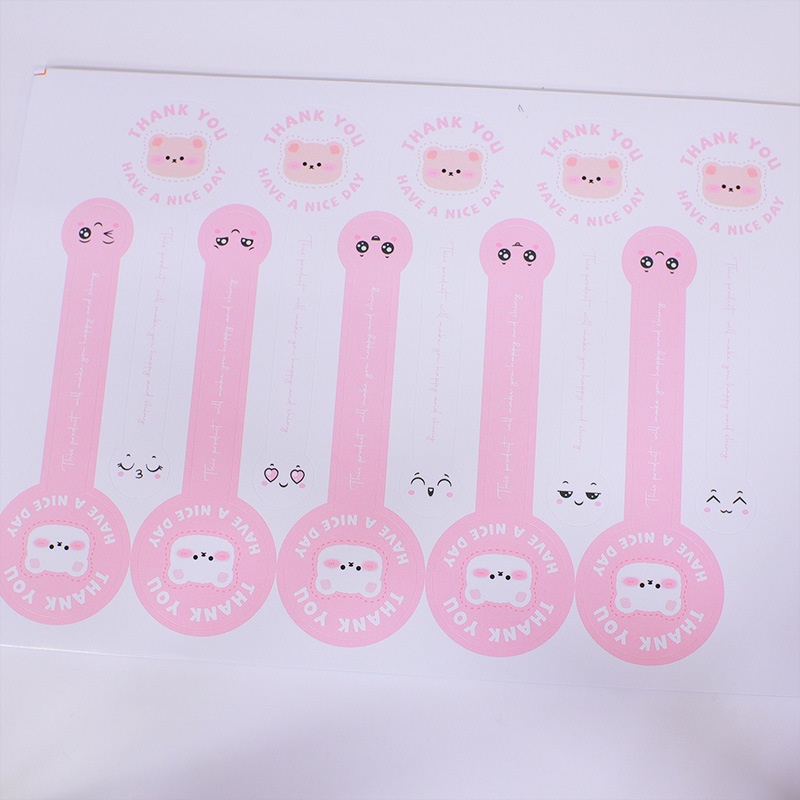 100PCS/PACK Sticker Thank You Have A Nice Day Cute Pink Pastel Stiker Label Olshop Packaging Sticker Box