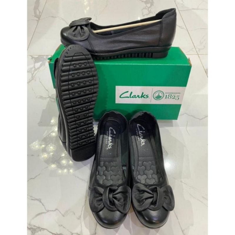 Clarks Shoes bow flower YL kulit sapi asli 100%