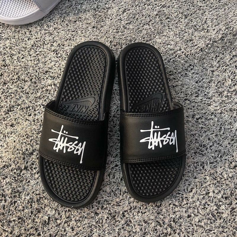 Promo Beli Sandal Nike Benassi X Stussy Black [ Free Kaos Kaki Champion