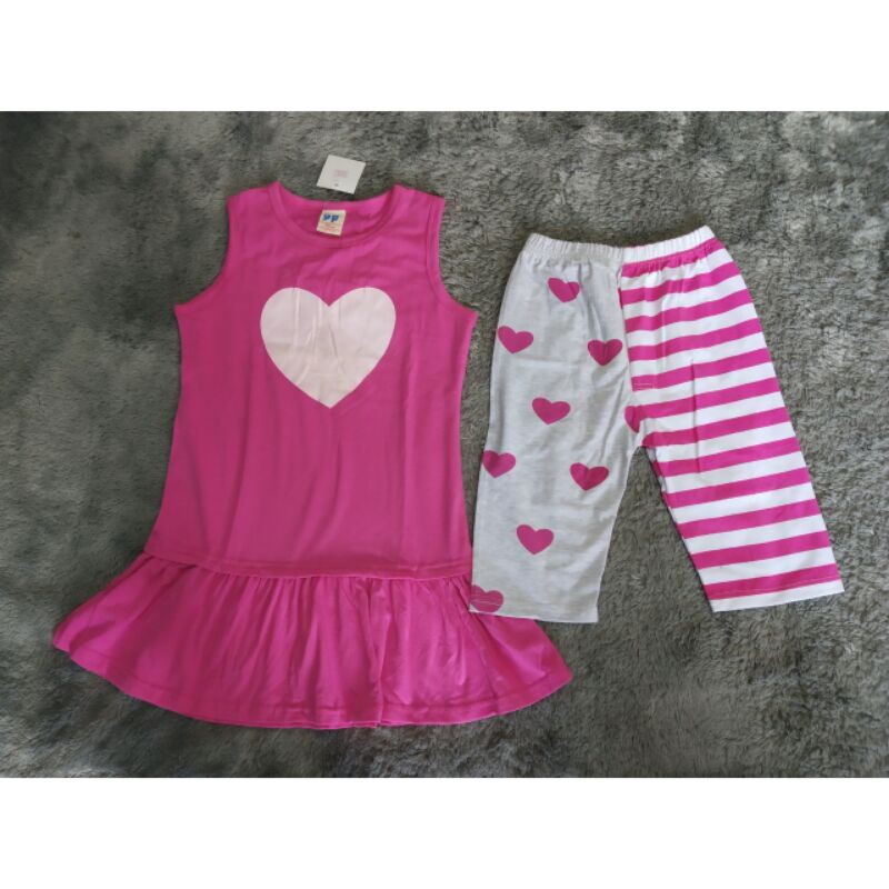 setelan anak perempuan - set heart pink PP 81502