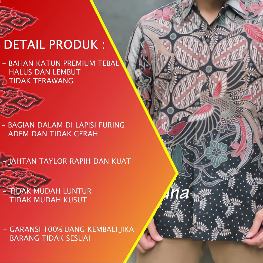 BAJU BATIK PRIA LENGAN PANJANG KEMEJA BATIK LENGAN PANJANG MODERN BATIK REGULAR PREMIUM PCW 114