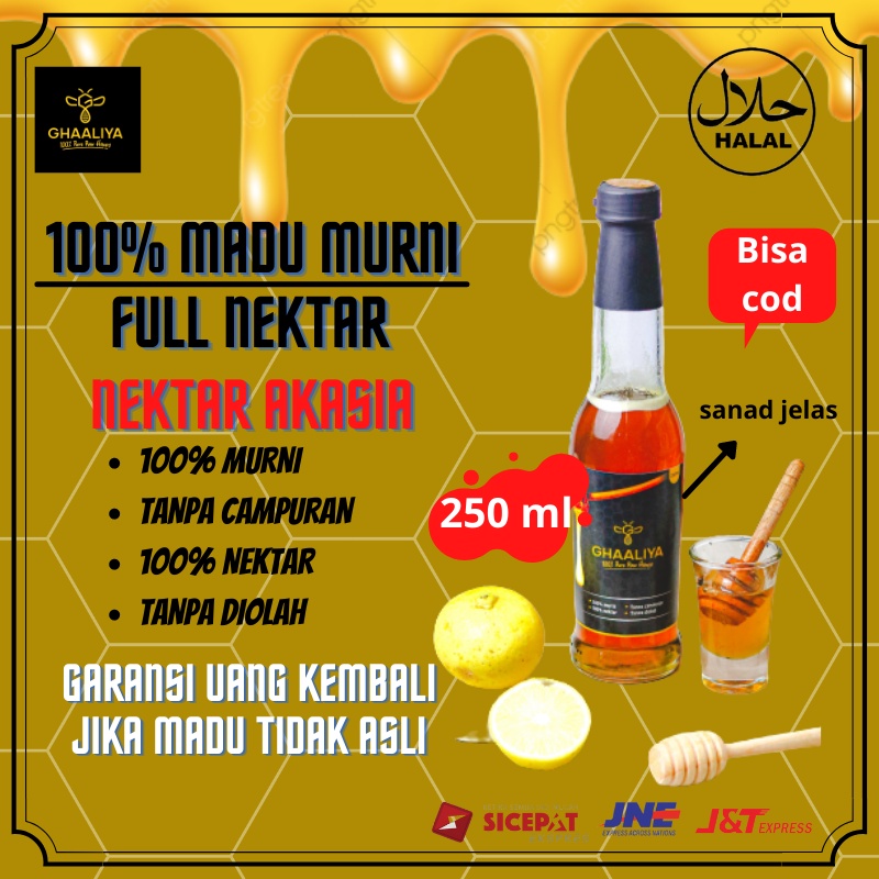 

Madu Murni Asli 250ml/330gr Ghaaliya Nektar Bunga Akasia 100% Alami pure natural Raw