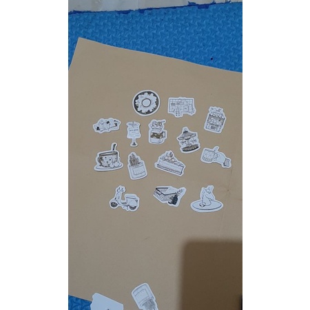 

Stiker Sticker BuJo Bullet Journal Vintage Aesthetic Daily Life Neutral Tone Black And White BW