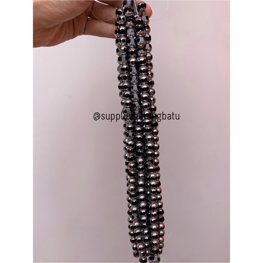 kristal BINGKAI SILVER 10mm hitam black onyx spacer manik pembatas