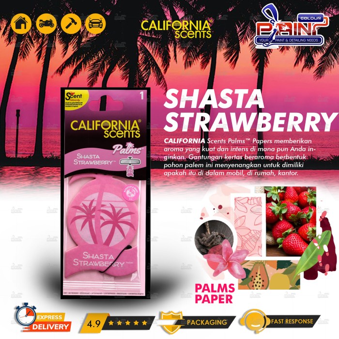 Jual California Scents Pengharum Mobil Palms Paper SHASTA STRAWBERRY
