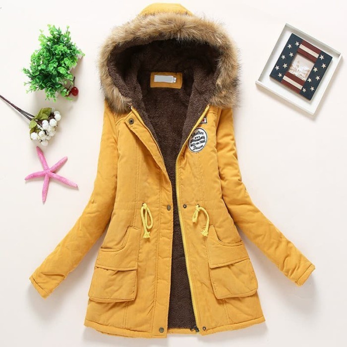 Jaket Parka Bulu musim dingin wanita Winter Jacket Coat women with Hoodie