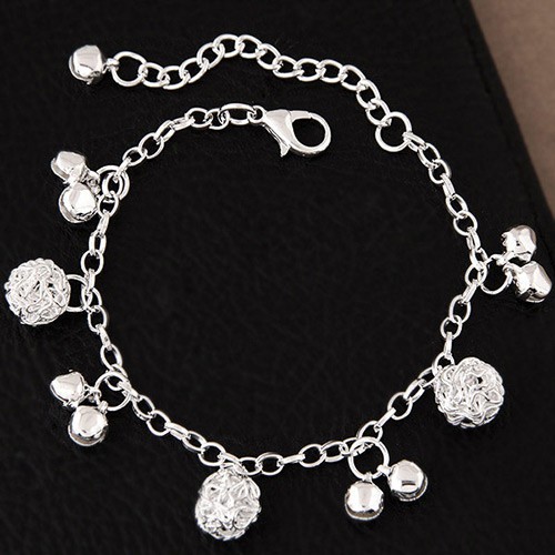 LRC Gelang Tangan Fashion Silver color Small Bells Pendant Pure A48203