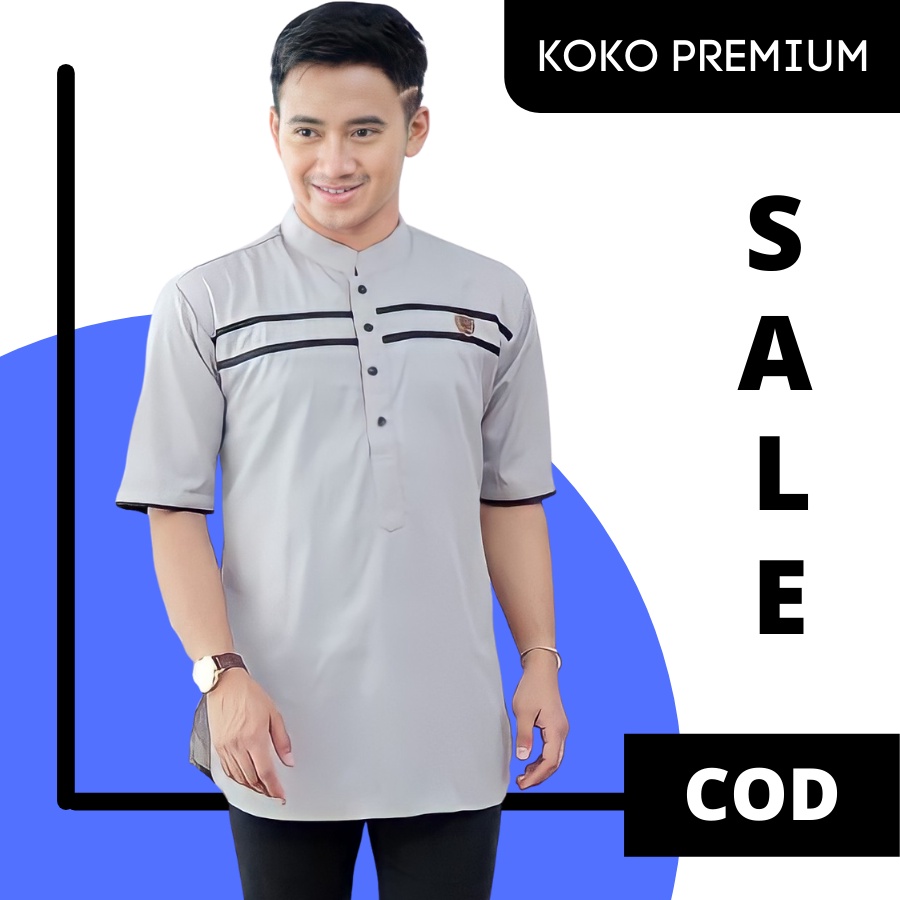 Baju Koko Dewasa Lengan Pendek Premium Koko Kurta Fashion Muslim Pria Tangan Lengan Pendek Terbaru S