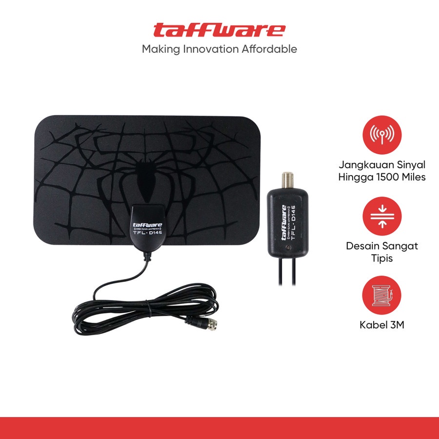 Taffware Antena TV Digital DVB-T2 High Gain 25dB with Signal Booster Amplifier - TFL-D146