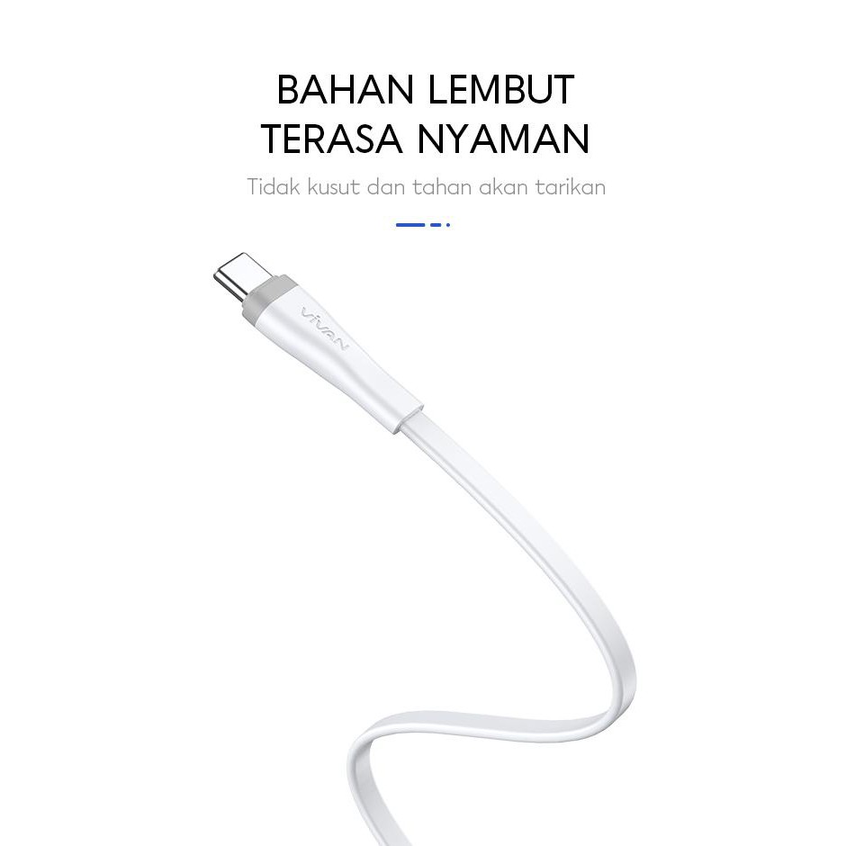 VIVAN SC30S 2.4A 30cm Type-C Quick Charge Flat Design Data Cable SR Extended Protection