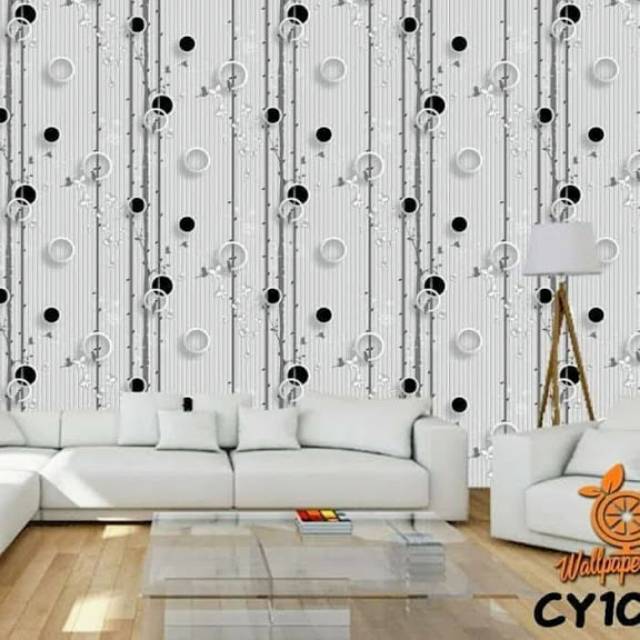 Jual Wallpaper sticker dinding ruangan tamu kamar motif garis bulat hitam  putih minimalis elegan indah | Shopee Indonesia