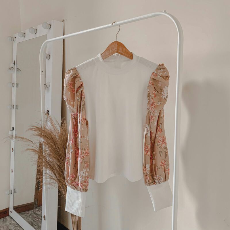 puff blouse atasan wanita hijab lengan balon import