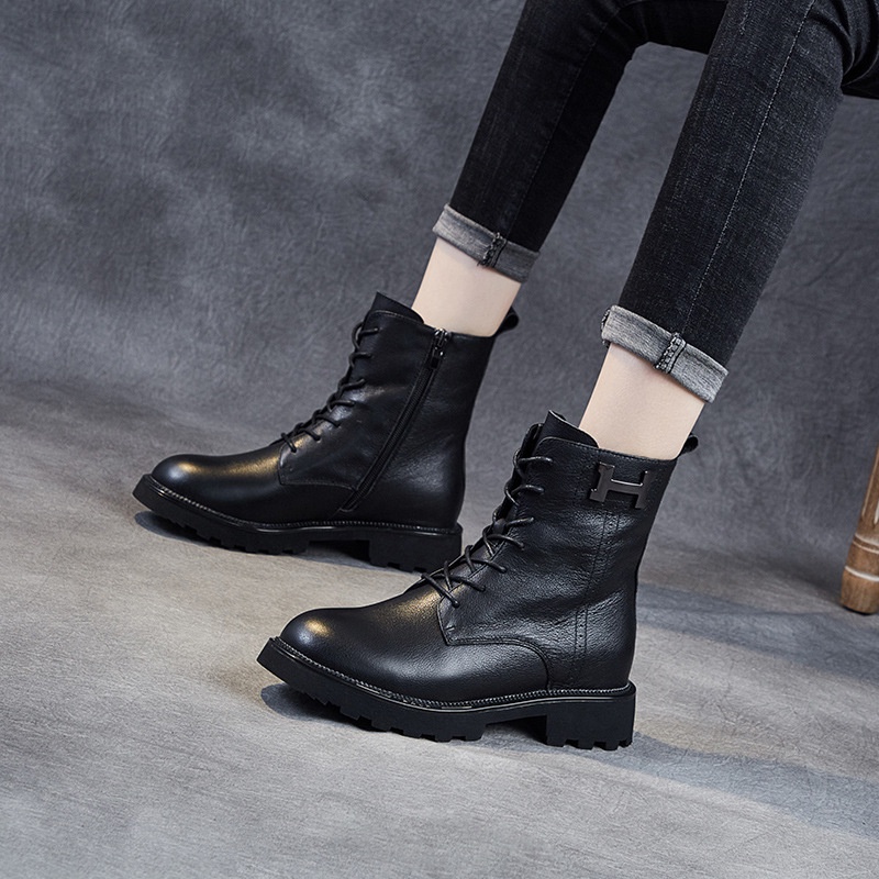 Sepatu Boot Kulit Wanita Branded Dr. Martens Boots Wanita  Inggris Fashion Beludru Pendek Sepatu Kul