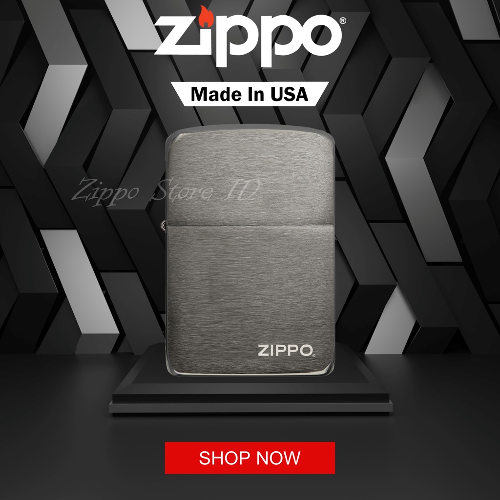 Zippo Black Ice 1941 Replica with Zippo logo 24485 Original USA