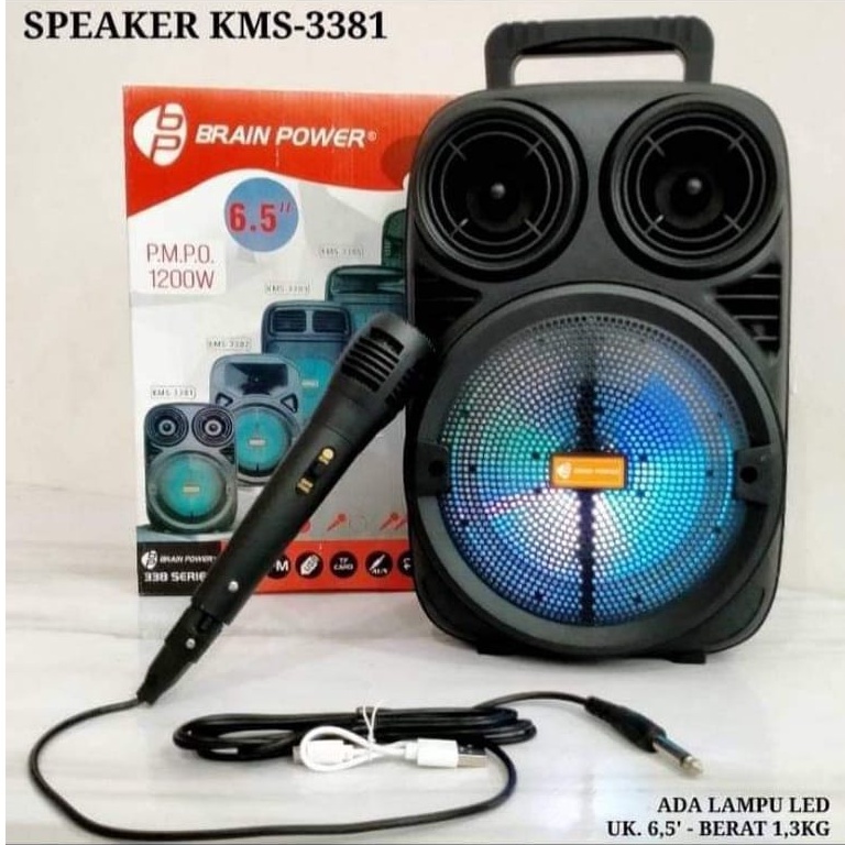 Speaker Bluetooth 3381 Seriess Ukuran 6.5 Inch Portable Karaoke Free Mic