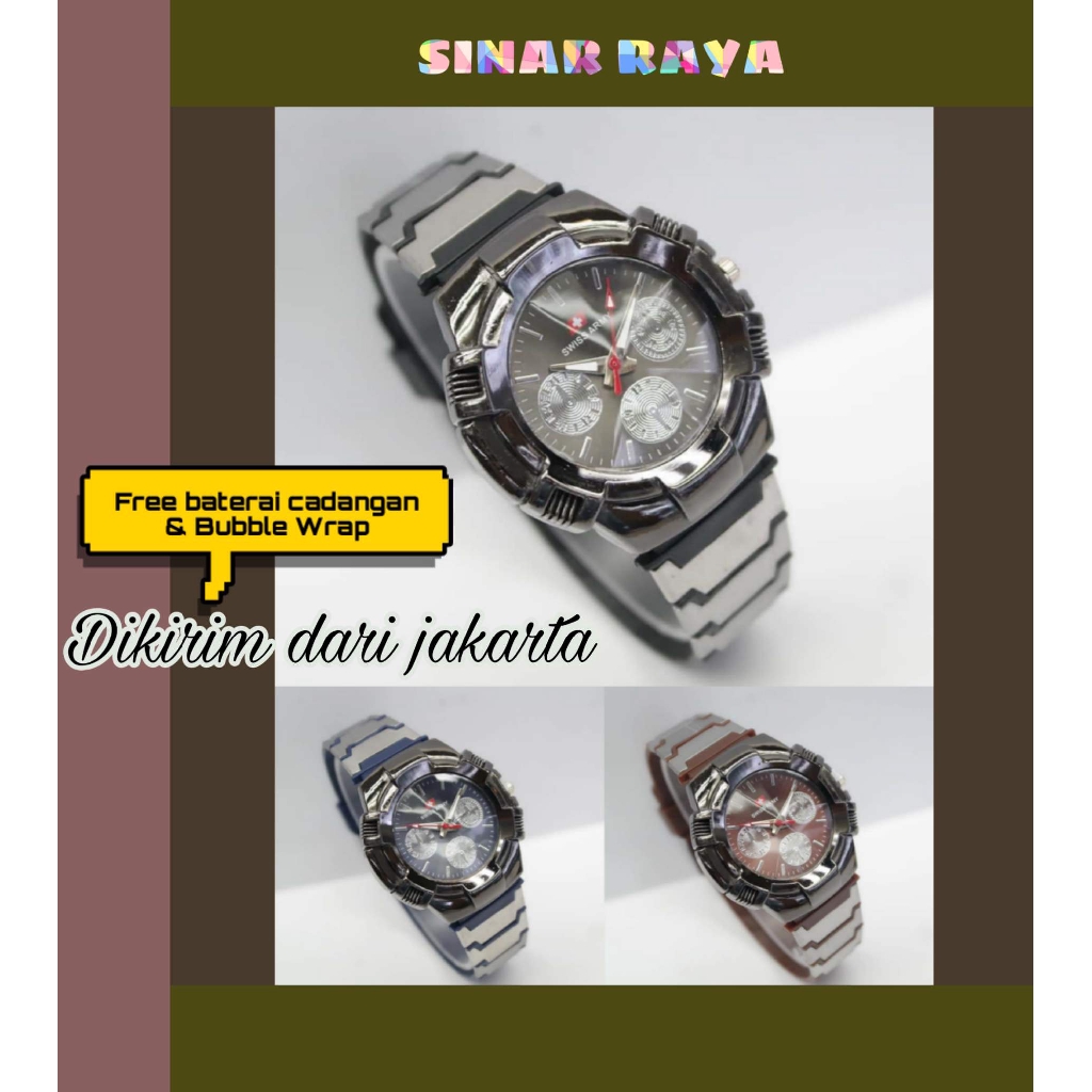 JAM TANGAN RUBBER COMBINASI STAINLEES SR0071