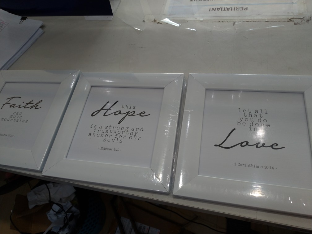 Hiasan Dinding Kristen, Faith, Hope, Love, Pigura Ayat Alkitab,  Bible Wall Decor, Poster Kristen