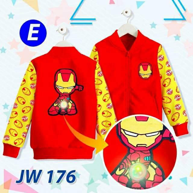 Jacket Anak Lelaki Towel Embroidery n LED JW 176 Iron Man