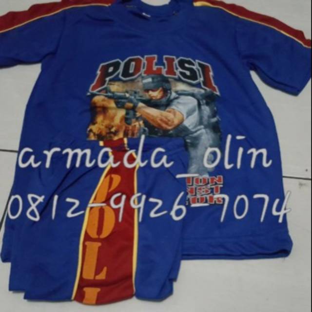 kaos anak pendek polisi / kaos anak / setelan anak