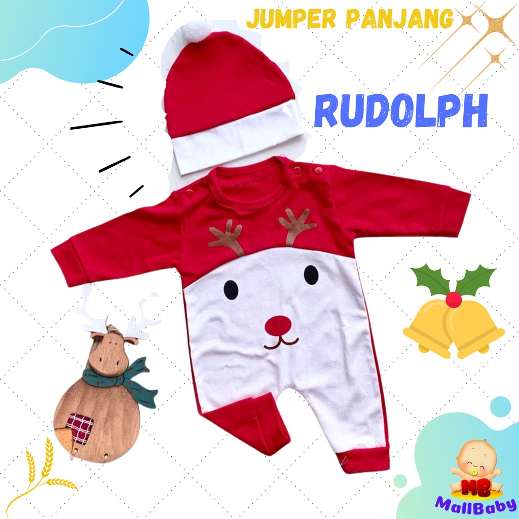 Baju Natal Bayi Jumper Bayi Rudolph Rusa Santa Klaus Sinterklas Baby Baru Lahir