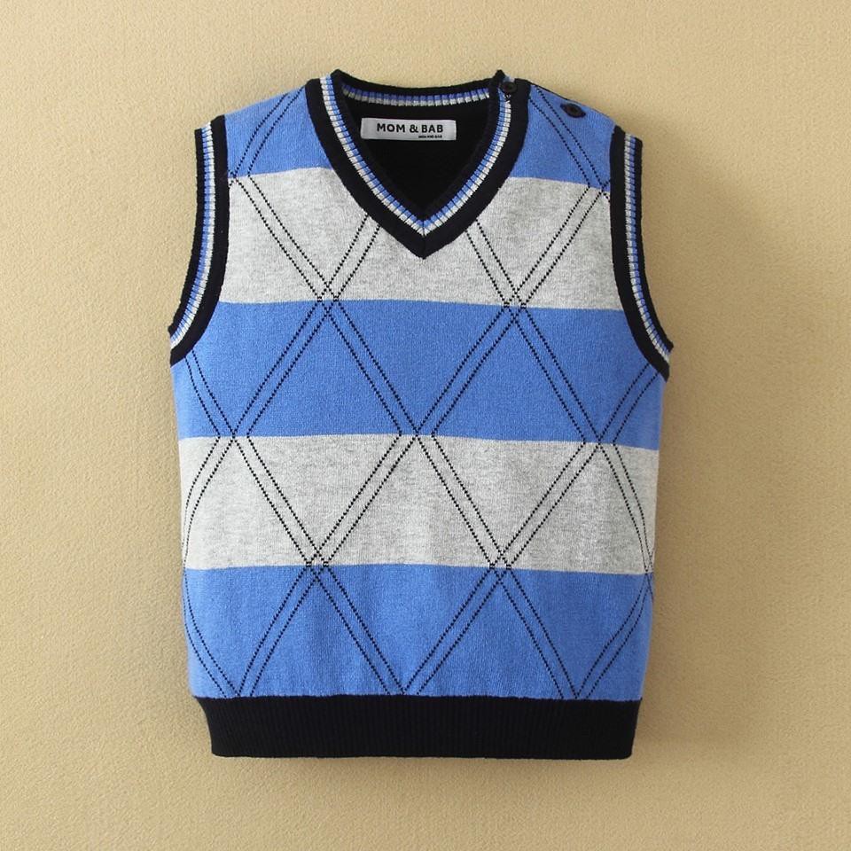 BOY VEST KNITTING BLUE GREY