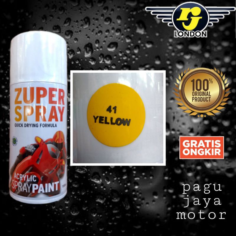 Pilok pilox warna kuning yellow zuper spray 150cc cat semprot spray paint untuk motor mobil sepeda velg helm kayu besi plastik