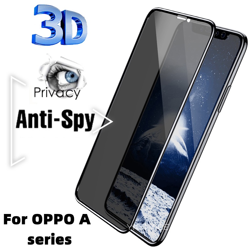 Pelindung Layar Tempered Glass 3D Anti Spy Untuk OPPO A3 A5 A7 A9 A12 A16 A55 A95 A52 A32 A7X A54 AX5 A35 A74 5G A8 A31