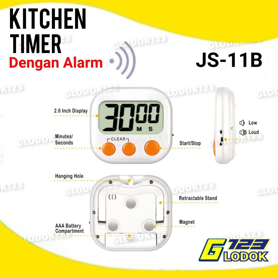 Timer Masak Digital Alarm Dapur Masak Clock Stopwatch Kitchen