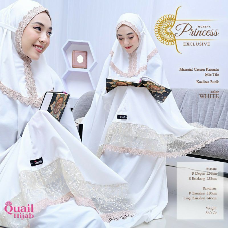 quail hijab mukena dewasa princess original