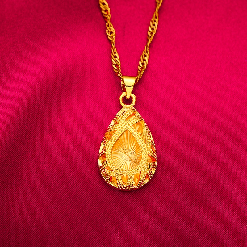 Kalung Rantai Klavikula Lapis Emas 24k Bentuk Tetesan Air Untuk Wanita
