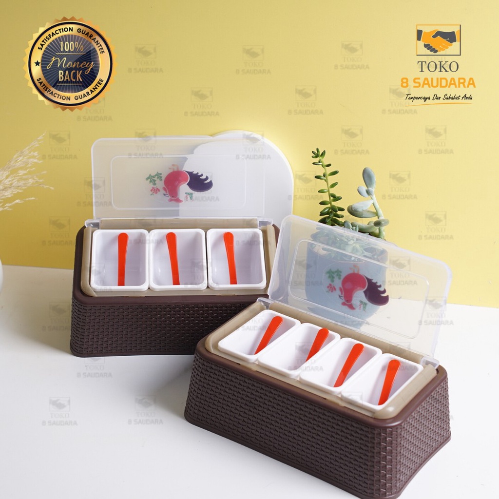 Kotak Bumbu Dapur//Toples Bumbu Dapur//Toples Bumbu 3 sekat//Toples Bumbu 4 sekat//Toples Bumbu Terk