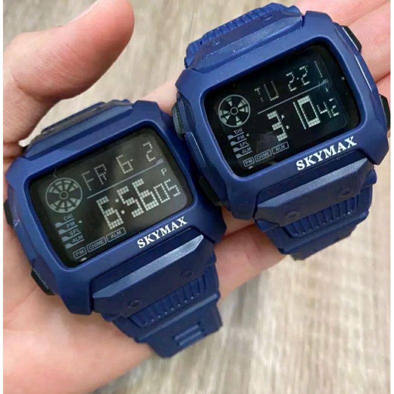 Jam Tangan Skymax Couple Pria Wanita Satuan Set Modal Kotak Anti Air Ori Bisa COD